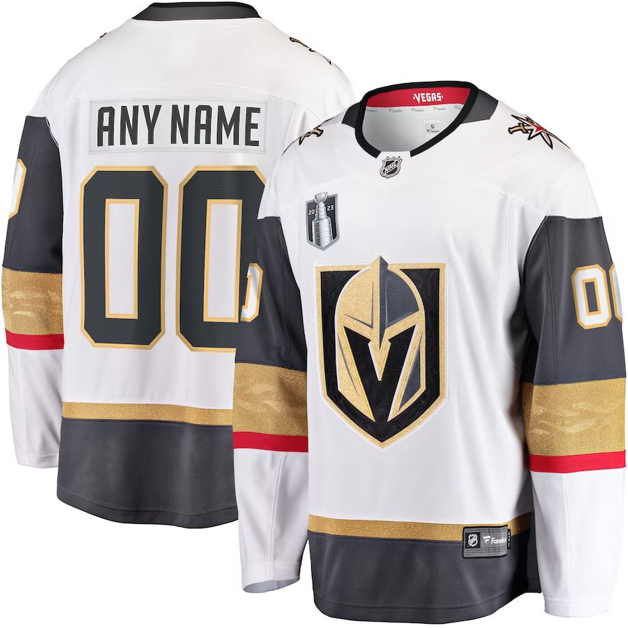 Men Vegas Golden Knights Fanatics Branded White 2023 Stanley Cup Final Away Breakaway Custom NHL Jersey